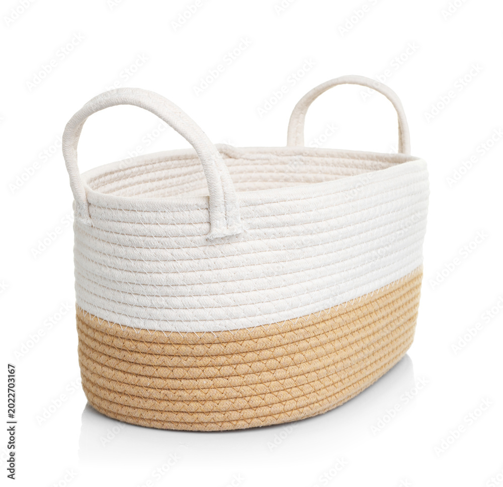 Obraz premium One empty laundry basket isolated on white