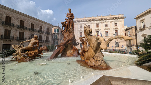 Fontana di Diana in Piazza Archimede a Siracusa, Ortigia, Sicilia