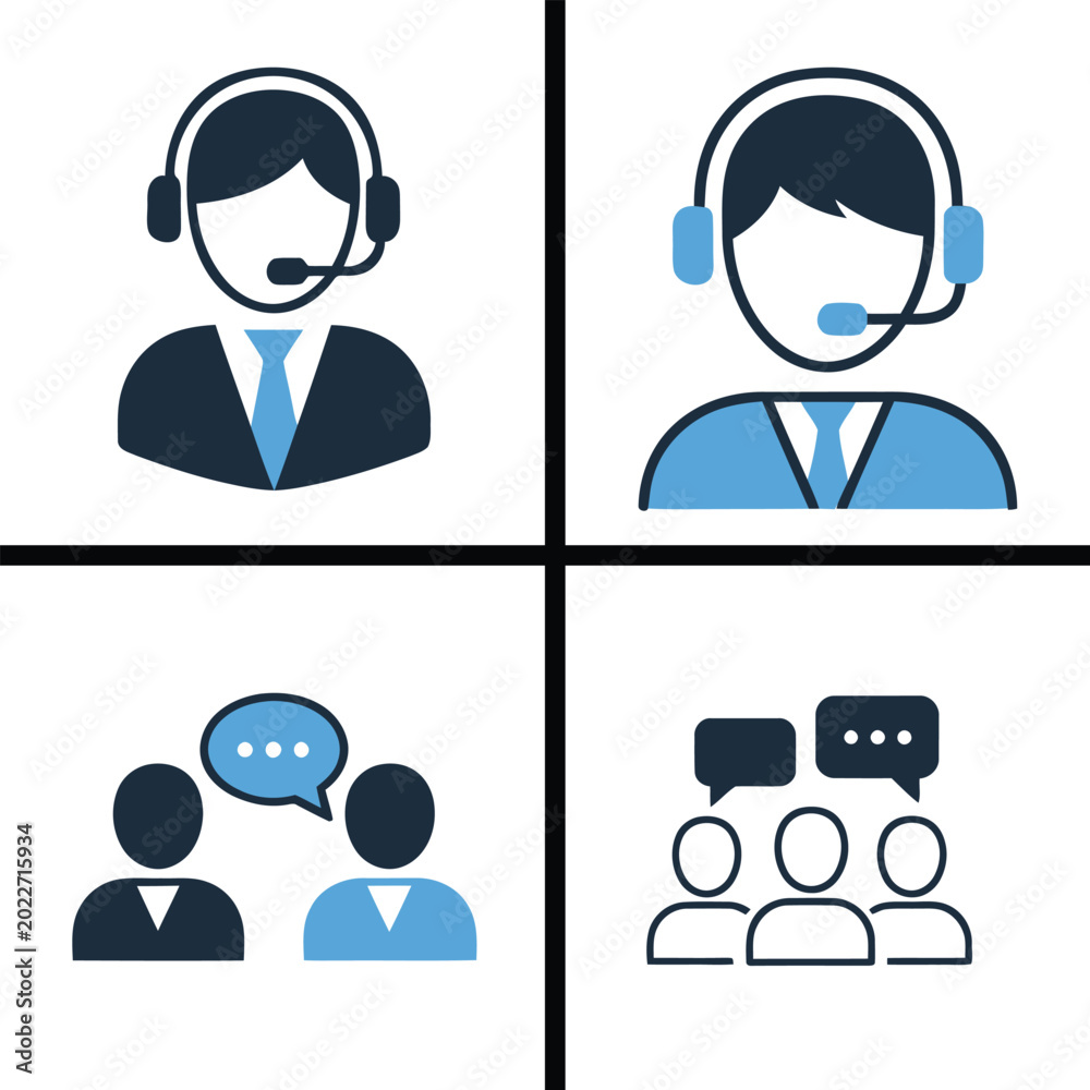 Fototapeta premium Customer service icons set support representatives and communication concepts