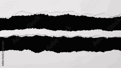 Tableau sur toile torn paper strips with jagged edges alternating black and white background