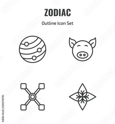 Obraz na plátne zodiac outline icon set