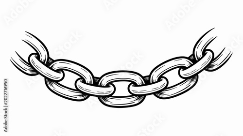 Schilderij op canvas Hand drawn chain illustration with black lines on a white background vintage sty