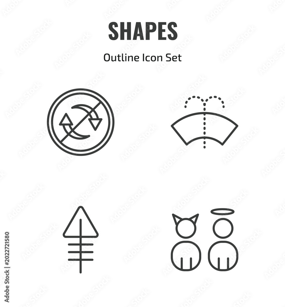Fototapeta premium shapes outline icon set. thin line non recyclable, windshield washer, phosphorus, characters icons. editable vector