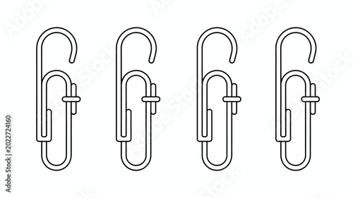Obraz na płótnie Four black and white line drawing illustrations of standard metal paper clips on