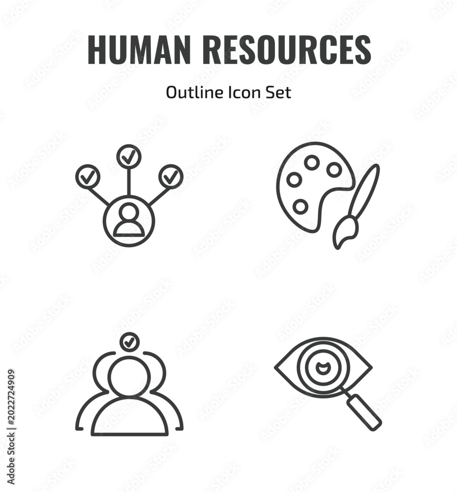 Fototapeta premium human resources outline icon set. thin line multitask, art, selection, appearance icons. editable vector
