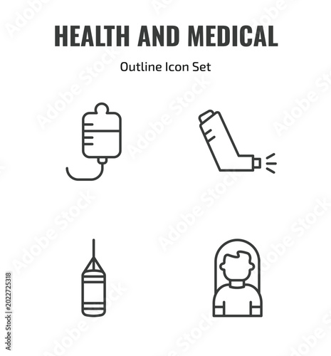 Foto health and medical outline icon set