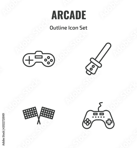 Bild auf Leinwand arcade outline icon set