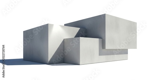 Modern architectural design with geometric shapes and shadows.