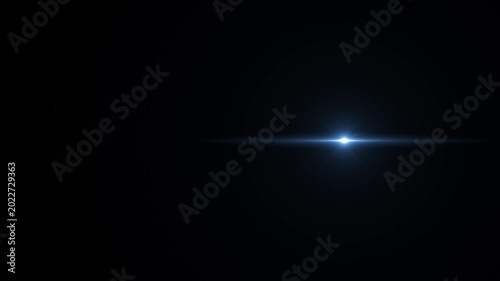 Loop center glow optical lens flare shine light animation on black background. Explosion lights optical flare transition, light moving from left to right, Optical lens flare effect. 4k animation