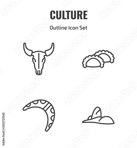 Fotografija culture outline icon set