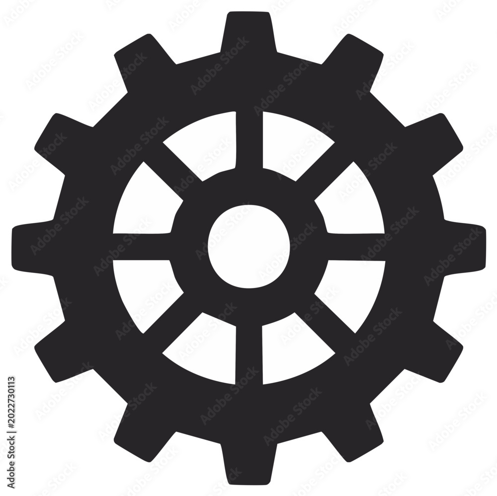 Obraz premium Simple black cog or gear wheel icon. Vector illustration for settings, engineering, and mechanical concepts.