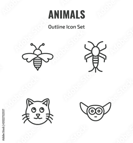 Obraz na plátně animals outline icon set