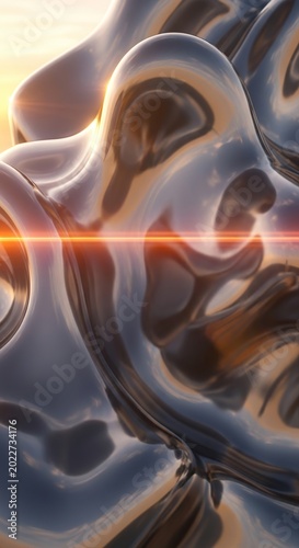 Abstract Metallic Forms Evoking Organic Shapes and Textures.