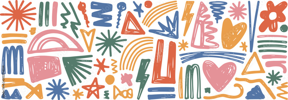 Obraz premium Abstract Colorful Doodle Shapes vector