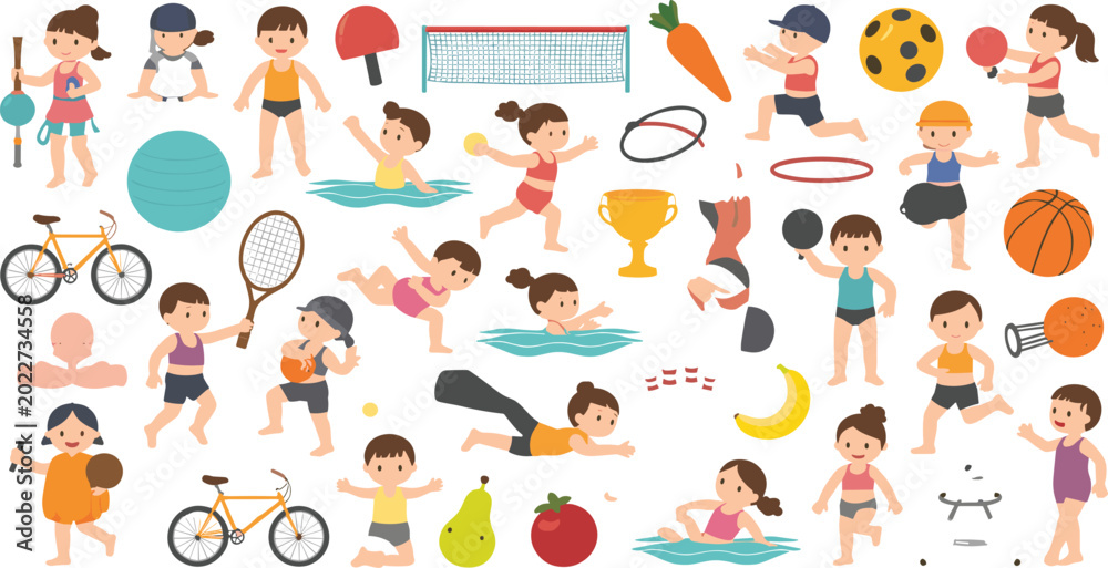 Fototapeta premium Children Engaged in Various Sports and Activities kids