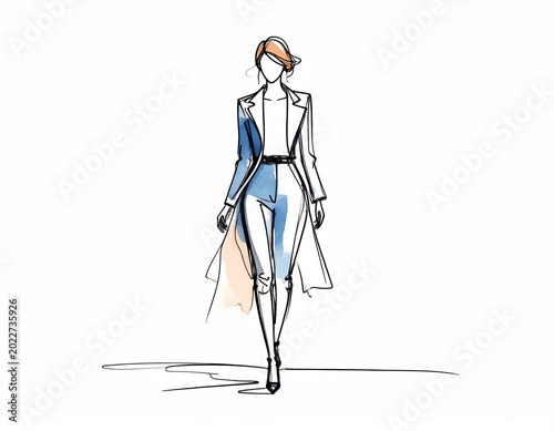 vector illustration of a young woman in blue jeans