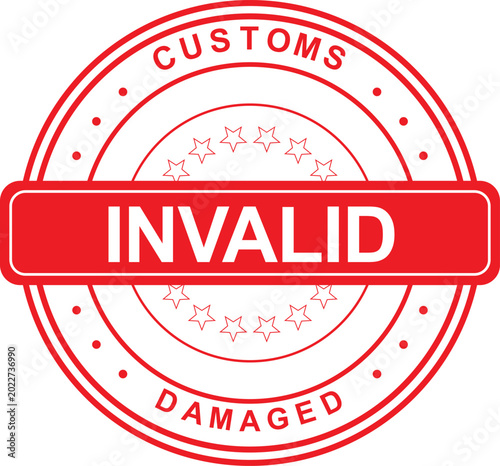 Official red stamp mark indicating invalid, damaged, or rejected status for processing