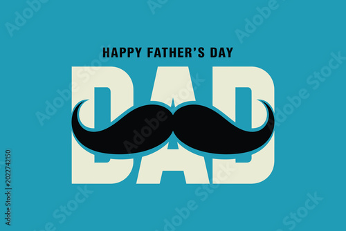 Happy Father's Day Dad Text with Mustache Graphic