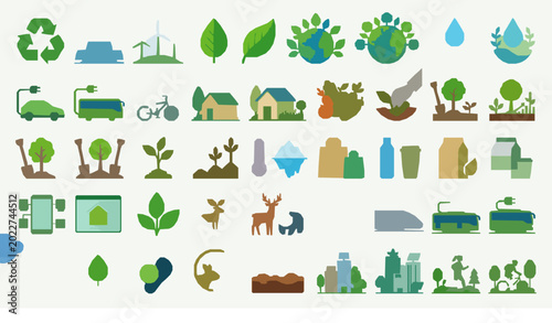 Photos Eco Friendly Sustainability And Green Energy Flat Icon Collection For Environmen