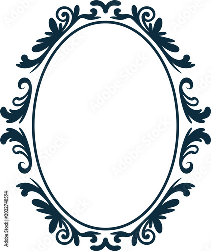 An ornate vector illustration of a vintage floral pattern forming a decorative round frame and border, perfect for a wedding invitation, banner, or card design
