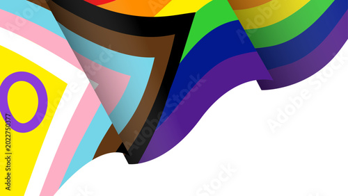Foto Intersex inclusive progress pride flag close up with vibrant colors, Detailed wa