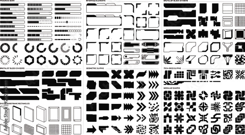 Photos Sci fi futuristic user interface HUD element pack with progress bars crosshairs