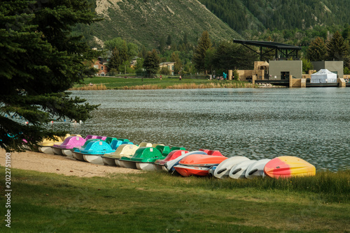 Avon Colorado in the summertime near the lake in the Rocky Mountains. nottingham lake. 