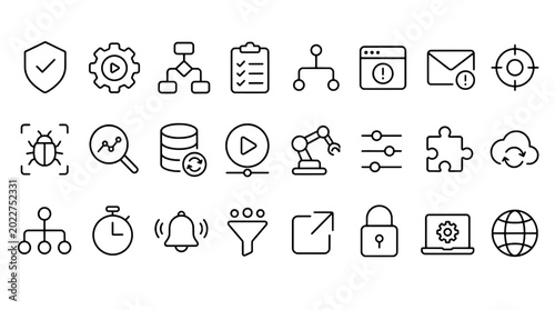 Foto SOAR Security Orchestration Automation Icons Set - 24 Modern Line Icons Collecti