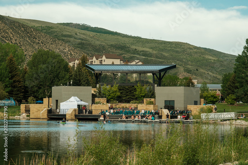 Avon Colorado in the summertime near the lake in the Rocky Mountains. nottingham lake. 