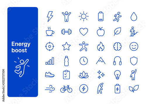 Bild auf Leinwand Energy boost set of line icons
Vector large set of icons on a white background