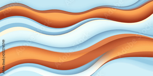 Fotografi Abstract colorful wave vector background with flowing curves, vibrant rainbow co