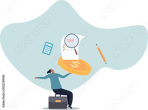 Tax planning, financial strategy for tax optimization, reduction or refund, human life and situation.vector illustration.