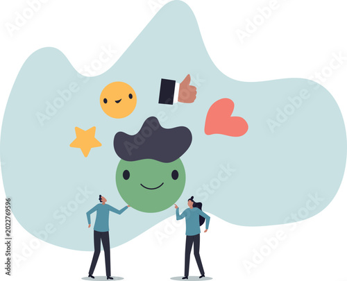 Employee satisfaction, workplace happiness or success team motivation, employee engagement or participation, human life and situation.vector illustration.