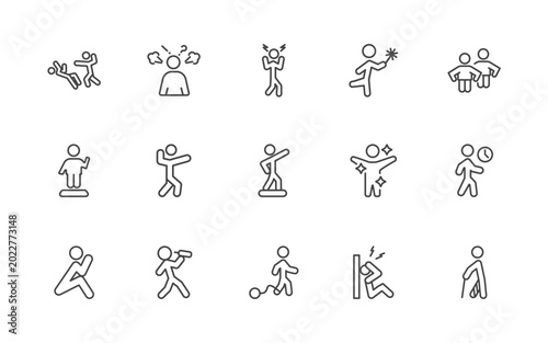 Fotografija feeling and reaction icon set with helpless human, frustrated human, aggravated