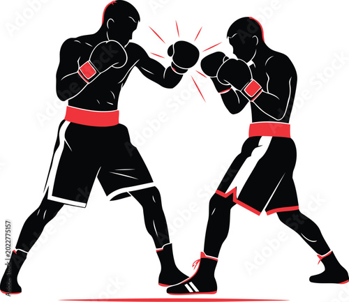 Konstfotografi Boxers throwing punches in ring Vector
