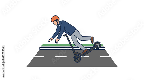 Tableau sur toile Electric Scooter Accident - Rider Falling