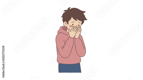Εκτύπωση καμβά Young boy covering mouth, sneezing or coughing