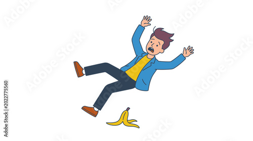 Man slipping on banana peel