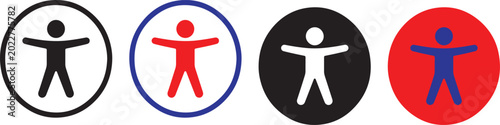 Universal Accessibility Symbol Set, Inclusion Icon for Disability Rights and Human Diversity in Four Color Variations