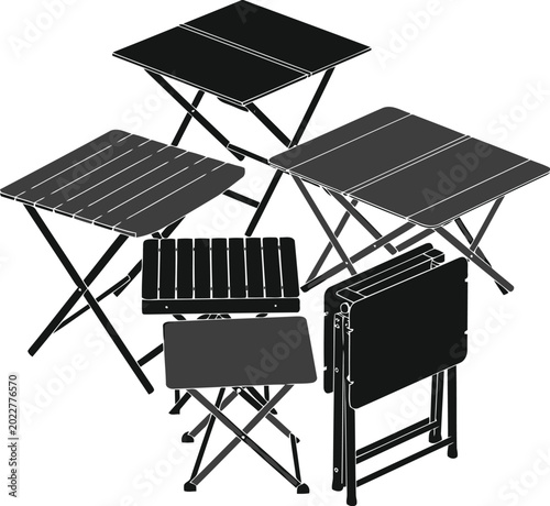 Tableau sur toile Folding picnic tables set Vector