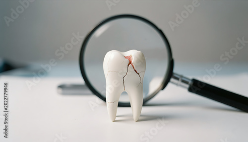 Cracked Tooth – Dental Damage with Magnifying Glass