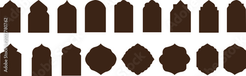 A vector illustration design set of an Islamic door and window