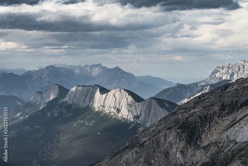 Striking mountain range, dramatic mood, Ashlar Ridge, Jasper National Park, British Columbia, Canada