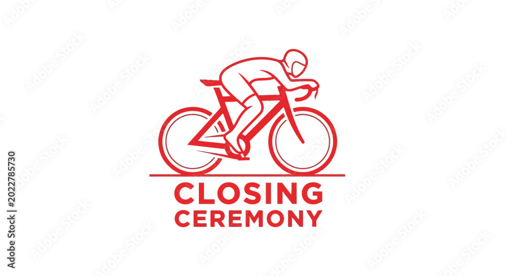 Fototapeta premium Cycling Competition Ceremony Design with Athlete Illustraion, Dynamic Athletic Event