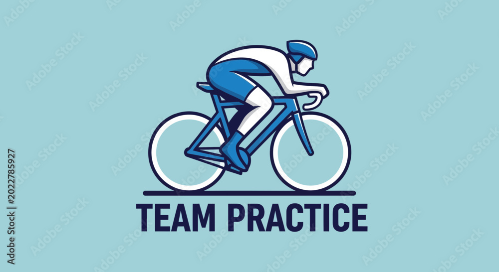 Fototapeta premium Cyclist Team Practice Badge in Blue, Illustrative Graphic For Sports and Training Purposes