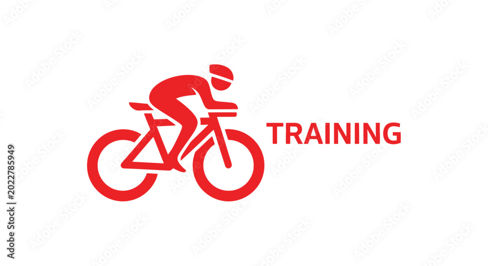 Fototapeta premium Cyclist Training Icon, Fitness and Exercise Concept, Sport Silhouette on White Background