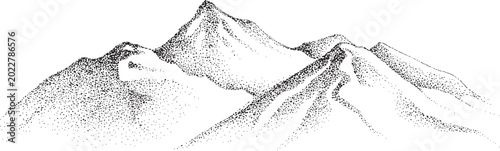 stippling mountain range landscape illustration