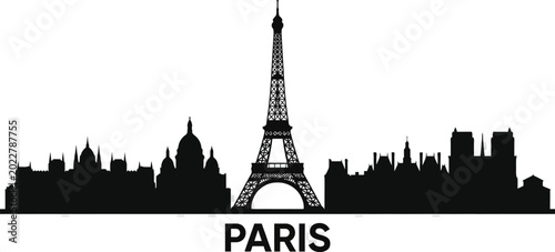 Quadro su tela MParis City Skyline Silhouette with Eiffel Tower
