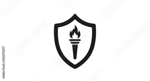 Konstfotografi Shield with Torch Icon Symbolizing Security, Safety, Protection, and Guidance