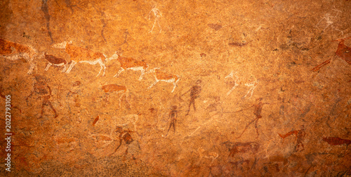Gravures rupestres de la Dame Blanche dans la région du Brandberg en Namibie